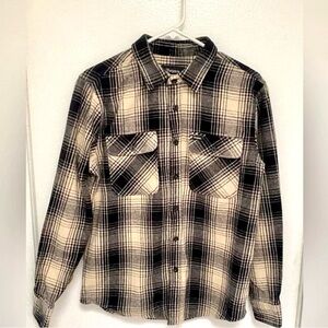 Brixton Black and Cream Plaid Button-Up Shirt